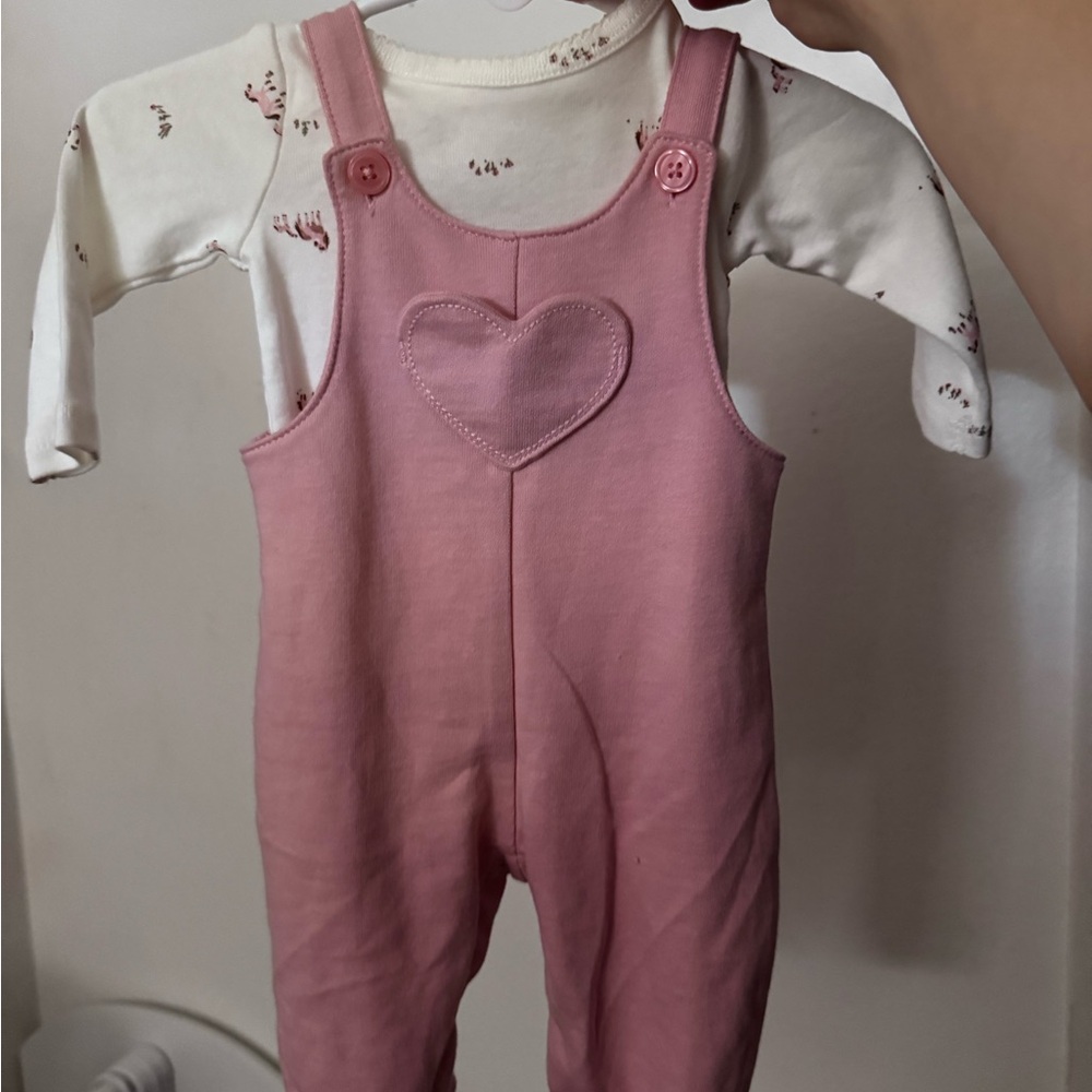 Carter's Pink Heart Overalls